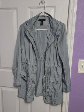 Forever 21 Light Gray Utility Hooded Jacket